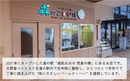 【大野産コシヒカリ生米粉100％使用】バームクーヘンS（10個入り）【バームクーヘン工房 森のこしかけ】