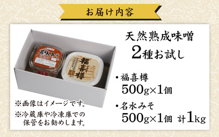 天然熟成こだわり味噌「木桶仕込み」２種 お試しセット　500g×2　計1kg [A-040017]