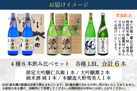 奥越前大野 日本酒 清酒『一乃谷』4種6本飲み比べセット 1.8L × 6本[K-046001]