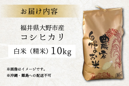【令和5年産】福井県大野市産 コシヒカリ 白米 精米 10kg 農家直送