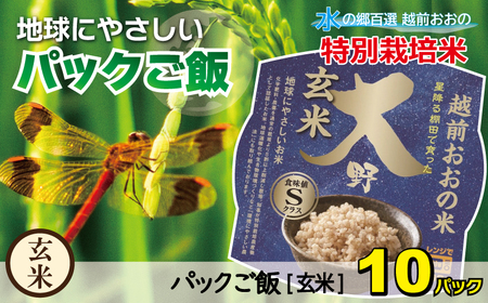 地球にやさしいパックご飯 10食入り【玄米】　減農薬・減化学肥料 「特別栽培米」－地球にやさしいお米－