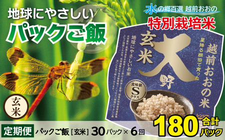 【6ヶ月定期便】パックご飯 150g ×30食 ×6回 玄米 減化学肥料｜地球にやさしい パックご飯