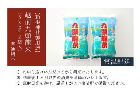 ＜箱根神社御用達＞越前九頭龍米(5kg×2袋)  精米 令和6年産 [B-006017]