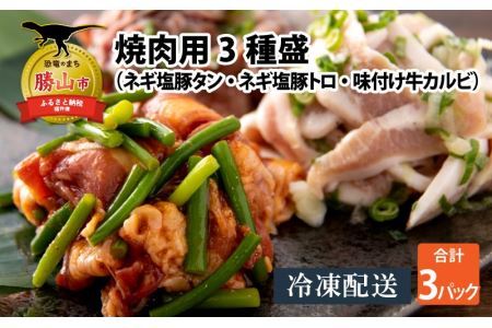 焼肉用3種盛（ネギ塩豚トロ 400g・ネギ塩豚タン 400g・味付け牛カルビ 350g）×1セット [A-037016]