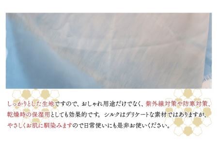 草木染め羽二重ストール 青ベージュ ぼかし染め [C-053004]