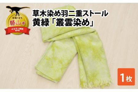 草木染め羽二重ストール 黄緑 叢雲染め [C-053001]