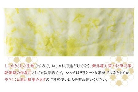 草木染め羽二重ストール 黄緑 叢雲染め [C-053001]