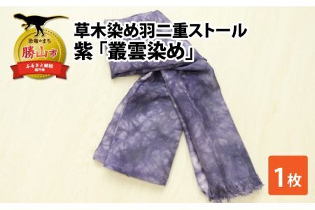 草木染め羽二重ストール 紫 叢雲染め [C-053003]