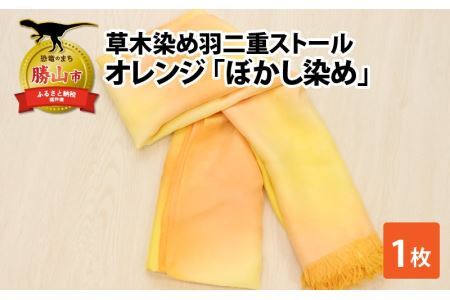 草木染め羽二重ストール オレンジ ぼかし染め [C-053005]