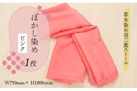草木染め羽二重ストール ピンク ぼかし染め [C-053002]