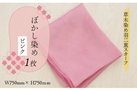 草木染め羽二重スカーフ ピンク ぼかし染め [A-053002]