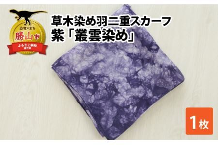 草木染め羽二重スカーフ 紫 叢雲染め [A-053003]
