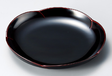 花こころ大皿 溜　φ27×4cm 漆塗り