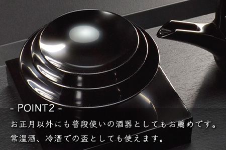 盃 三つ組セット 漆塗り酒器 杯 お屠蘇 迎春 おせち お正月 黒
