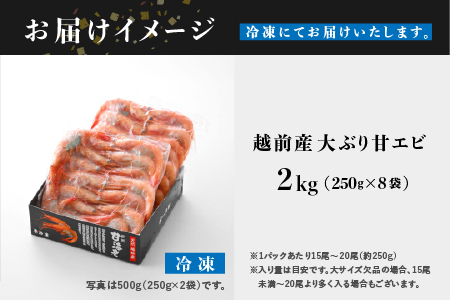 【小分け】越前産冷凍甘えび大サイズ 約250g × 8パック 合計約2.0kg