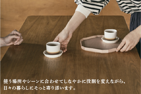 TSUM 六角 - BON/盆　黒拭き漆