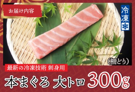 【刺身用】本マグロ　大トロ　300g（柵どり）【最新の冷凍技術】