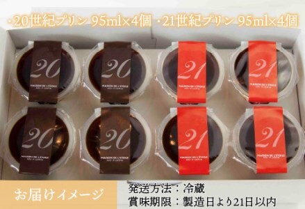 2種のカスタ－ドプリン20世紀・21世紀プリン　8個セット