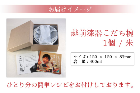 レンジが使える漆塗りのお椀 越前漆器こだち椀 朱