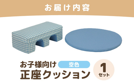 【空色】お子様向け 正座クッションセット ピコ《カラー 全2色》《優しいカラーのクッション・マットの組み合わせ》 / キッズ 子供 小さめ イス フローリング インテリア 雑貨 手作り 国産 可愛い [aw055-a002_02]