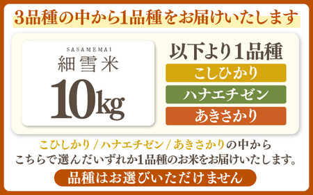 【訳あり】【数量限定】あわら市産 令和7年産 細雪米（コシヒカリ・ハナエチゼン・あきさかりのいずれか） 精米 10kg 《発送直前精米》 / 福井県産 ご飯 お米 白米 ブランド米 [aw012-b018]