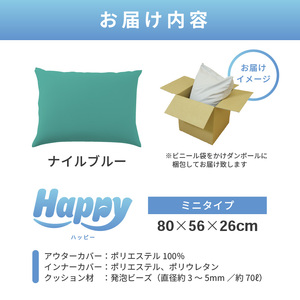 【ナイルブルー】子ども部屋にも◎軽量＆万能ビーズクッション｜ハッピーミニ / 椅子 インテリア 雑貨 クッション しっかり生地 少し固め カラバリ リラックス 手作り 国産 [aw055-a007_05]