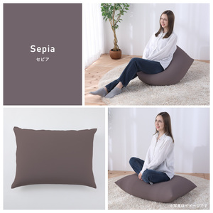 【セピア】子ども部屋にも◎軽量＆万能ビーズクッション｜ハッピーミニ / 椅子 インテリア 雑貨 クッション しっかり生地 少し固め カラバリ リラックス 手作り 国産 [aw055-a007_06]