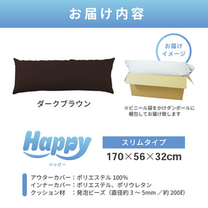 【ダークブラウン】ワンルームにも◎軽量＆万能ビーズクッション｜ハッピースリム / 椅子 インテリア 雑貨 クッション しっかり生地 少し固め カラバリ リラックス 手作り 国産 [aw055-c004_01]