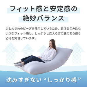 【ライトグレー】ソファにもベッドにも◎軽量＆万能ビーズクッション｜ハッピーレギュラー / 椅子 インテリア 雑貨 クッション しっかり生地 少し固め カラバリ リラックス 手作り 国産 [aw055-e003_03]