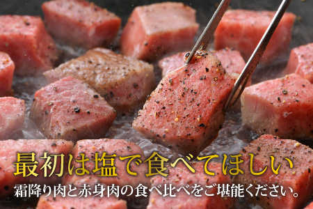 若狭牛 サイコロステーキ 食べ比べ 霜降り・赤身 各1kg 合計2kg（約7～8人前）《発送直前にカットで新鮮！》／ 国産 牛肉 A4 A5 ブランド牛 ギフト 角切り肉 カット肉 ステーキ肉