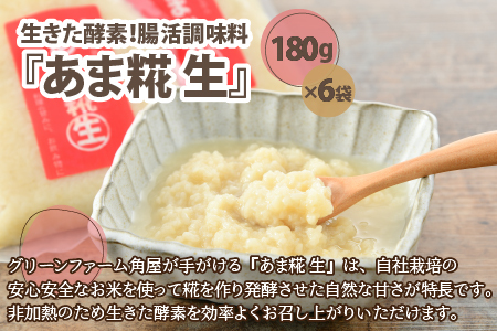 【保存料不使用糀(こうじ)  福井県産】自家製調味料   あま糀生  免疫力アップ  腸活  180g×6袋