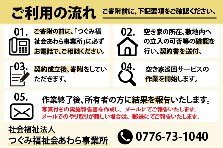 空き家巡回(屋内外)サービス(年間)と福井のお米(あきさかり2kg)セット