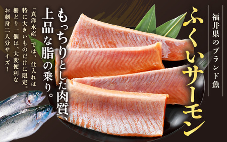 鮮度抜群！アレンジ自在！ふくいサーモンお刺身用柵どり 600g ≪真空冷凍≫ 150g×4パック ／ 生食OK 刺身 鮭 国産 [aw002-b004]