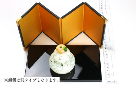 ガラスの鏡餅 大 白 ＜コンパクトで便利！贈り物にも！＞ ／ かがみもち お正月 飾り 置物 新年 迎春 職人 手作り ハンドメイド ガラス細工 ガラス製品 インテリア 受注制作 [aw030-a002]