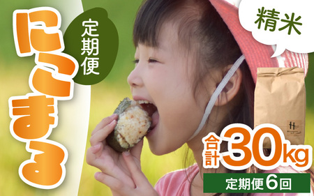 【令和7年産】定期便《6ヶ月連続お届け》精米 にこまる 5kg（計30kg）＜低農薬栽培＞ ／ 高品質 鮮度抜群 福井県 あわら市産 ブランド米 白米 お米 米 [aw066-f001]