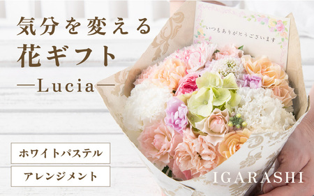 気分を変える花ギフト -Lucia- (アレンジメント・ホワイトパステル)／ 誕生日 母の日 父の日 クリスマス 結婚祝い 結婚記念日 サプライズ お祝い アレンジメント 花束 プレゼント 贈り物 フラワーアレンジメント フラワーギフト 生花 お花 花屋 [aw062-a002_07]