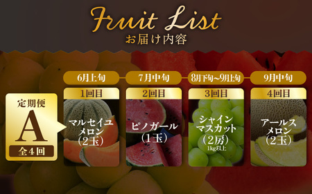 【先行予約】【定期便 4回コース】 坂井市フルーツ三昧！！「極」A 【2026年6月上旬以降順次発送開始予定】定期便 くだもの 果物 [H-3202]