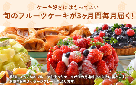 定期便 ≪3ヶ月連続お届け≫ 果樹園直入荷！旬のフルーツケーキ盛り 8号(24cm) 【スイーツ デザート 洋菓子 ケーキ ホールケーキ チョコレート メロン タルト ティラミス チーズケーキ お取り寄せ ギフト 贈答 プレゼント お祝い事 お楽しみ】 [H-5203]