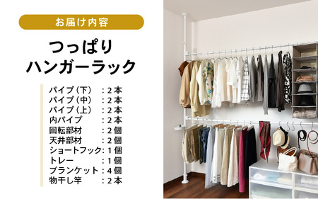 daim つっぱりハンガーラック 高さ・幅伸縮可能 屋内用 伸縮式 全体耐荷重：40kg 【突っ張りハンガー 突っ張りラック つっぱり 突っ張り物干し 室内用 室内物干し クローゼット 収納 シェルフ 棚 DIY 新生活 引っ越し】 [C-18411]