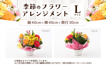 選べるカラー 季節のフラワーアレンジメント L (イエロー・オレンジ) 【お花 フラワー アレジメント 花束 ギフト 生花 プレゼント 花束 花 記念日 敬老の日 お祝い】 [B-20701_02]