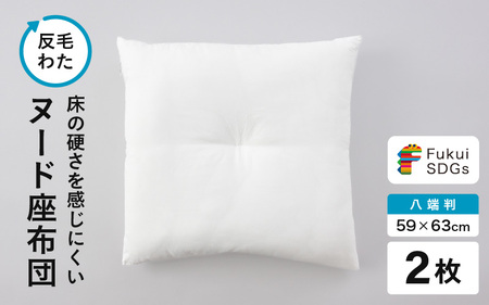 床の硬さを感じにくい「反毛わた」ヌード座布団（八端判59cm×63cm）2枚組 [A-20415]