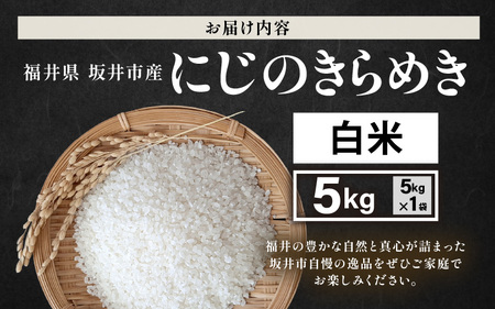 先行予約 【令和8年産・新米】 坂井市産 にじのきらめき 白米 5kg (田中農園) 2026年10月以降順次発送予定 精米 おこめ [A-20511]