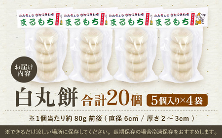 白丸餅 5個 × 4パック 20個入り 餅 おもち たんちょうもち米 年内発送 [A-2994]