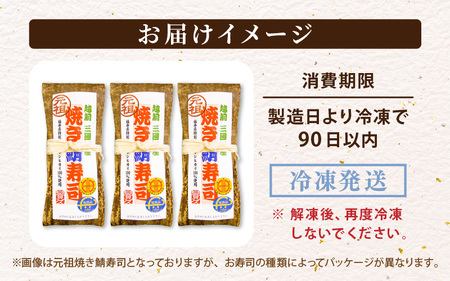 【9ヶ月連続お届け】 福井の美味しい特産品 「焼き鯖」寿司 3本セット × 9回 （計5種） [H-0501]