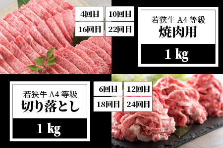 【日本最長定期便 24回コース】 坂井市産コシヒカリ 計120kg ＋ 若狭牛A4等級がっつり 計12kg [R-3201]