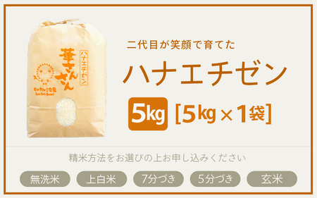 【令和7年産・新米】ハナエチゼン 5kg～坂井市三国町産・こだわりの精米対応～（7分づき） [A-0264_02]