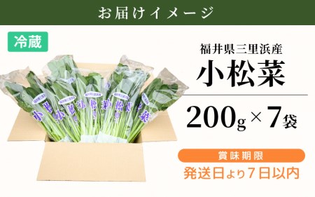 福井県坂井市三国町村上農園産　小松菜7パック入り（200g × 7袋）[A-16501]