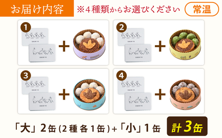 恐竜サブレ缶(大)2種類各1個+(小)4種類から選べる1個　 計3缶 恐竜 サブレ お菓子 クッキー 米粉 おかし 洋菓子 詰め合わせ デザート 人気 おすすめ 永平寺 福井 福井県 坐禅 恐竜 北陸 [C-026005]