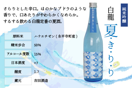 【先行予約】【夏限定】永平寺町 蔵元飲み比べ 純米吟醸 2本セット【2025年6月より順次発送】 [B-018008]　 日本酒 白龍 永平寺白龍 田辺酒造 吉田酒造