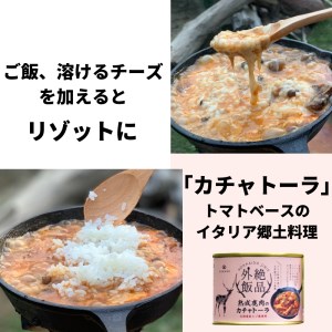 【北海道産】熟成エゾ鹿肉 の缶詰「バクテー・カチャトーラ」2缶セット ( エゾ鹿 エゾシカ 肉 熟成 缶詰 北海道 ジビエ キャンプ アウトドア )【125-0027】